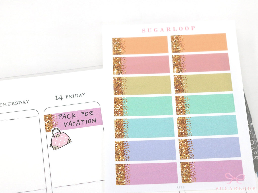 Pastel Header Quarter Box Label Bujo Journal Planner Stickers:0.5in (12 mm) Tall