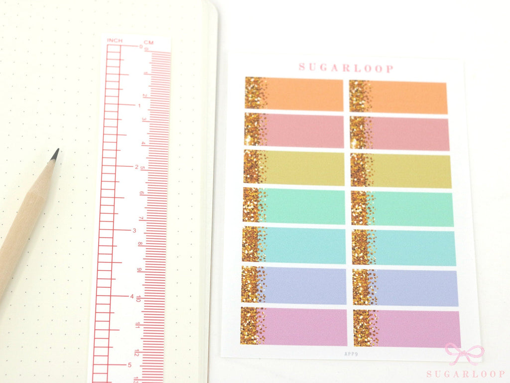Pastel Header Quarter Box Label Bujo Journal Planner Stickers:0.5in (12 mm) Tall