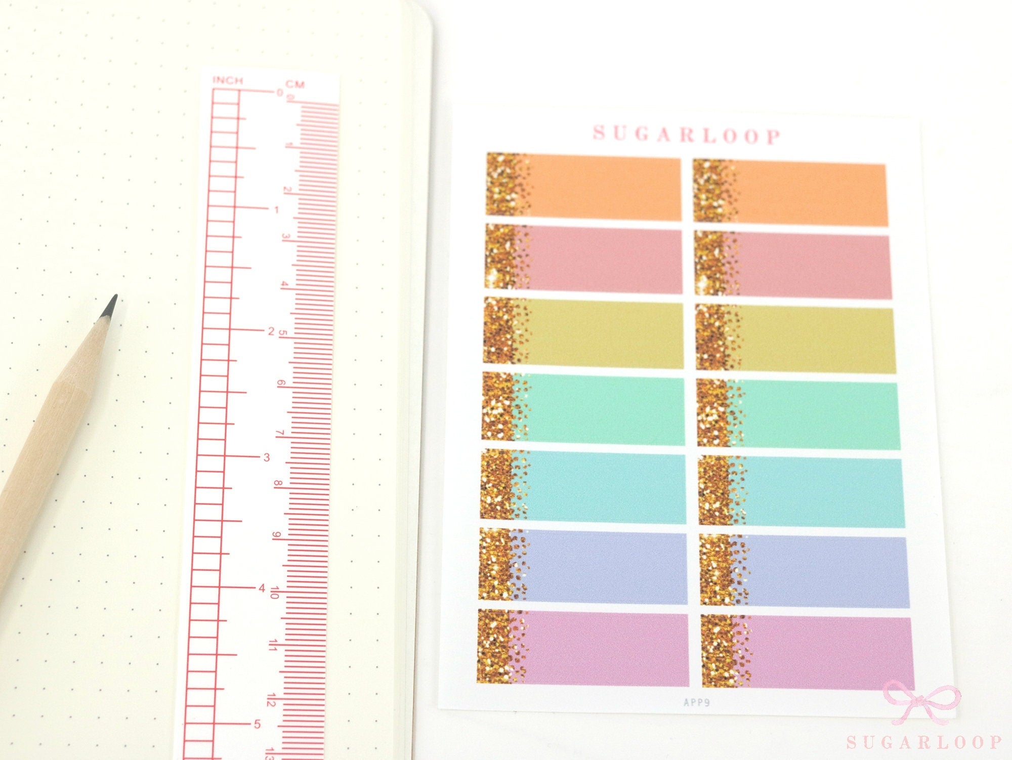 Pastel Header Quarter Box Label Bujo Journal Planner Stickers:0.5in (12 mm) Tall