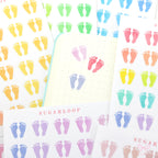 Cute Footprint Planner & Journal Stickers: Rainbow