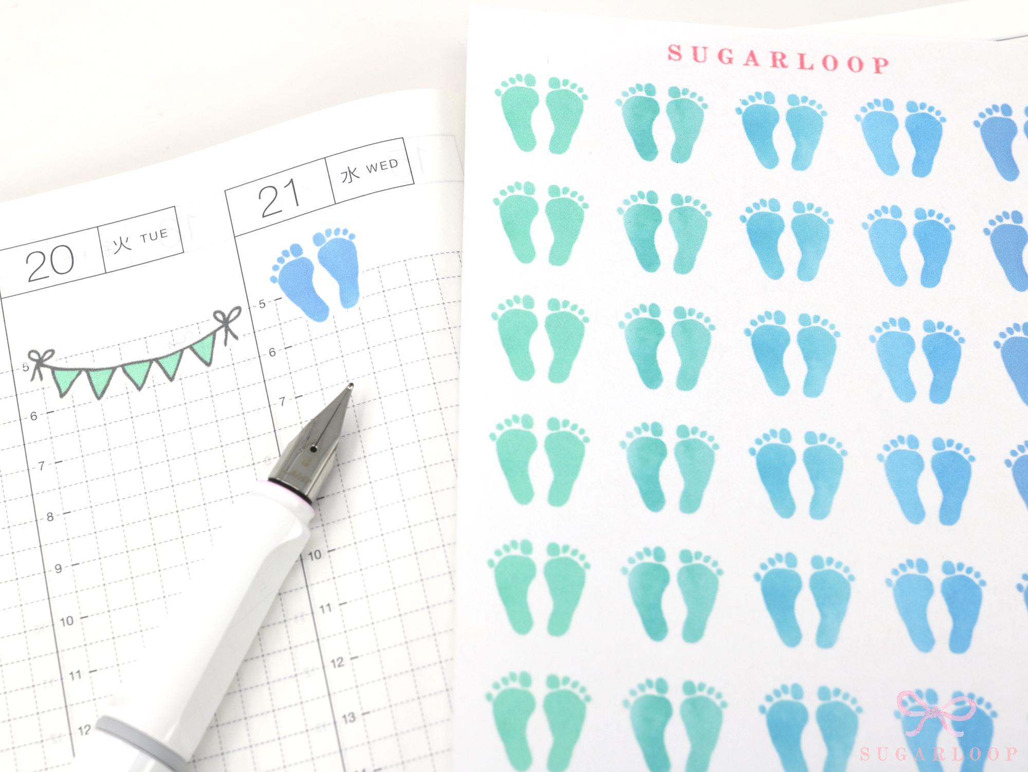 Baby Footprint Planner Stickers: Milestone  Pedicure  Physio