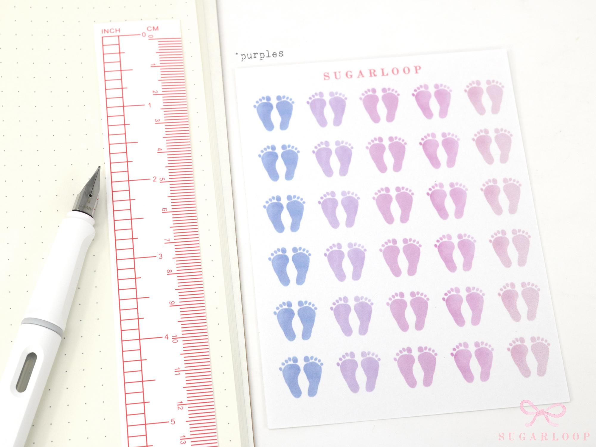 Baby Footprint Planner Stickers: Milestone  Pedicure  Physio