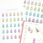 Nail Polish Mani Pedi Bujo Journal Planner Stickers: Rainbow