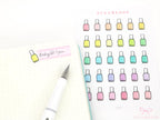 Nail Polish Mani Pedi Bujo Journal Planner Stickers: Rainbow