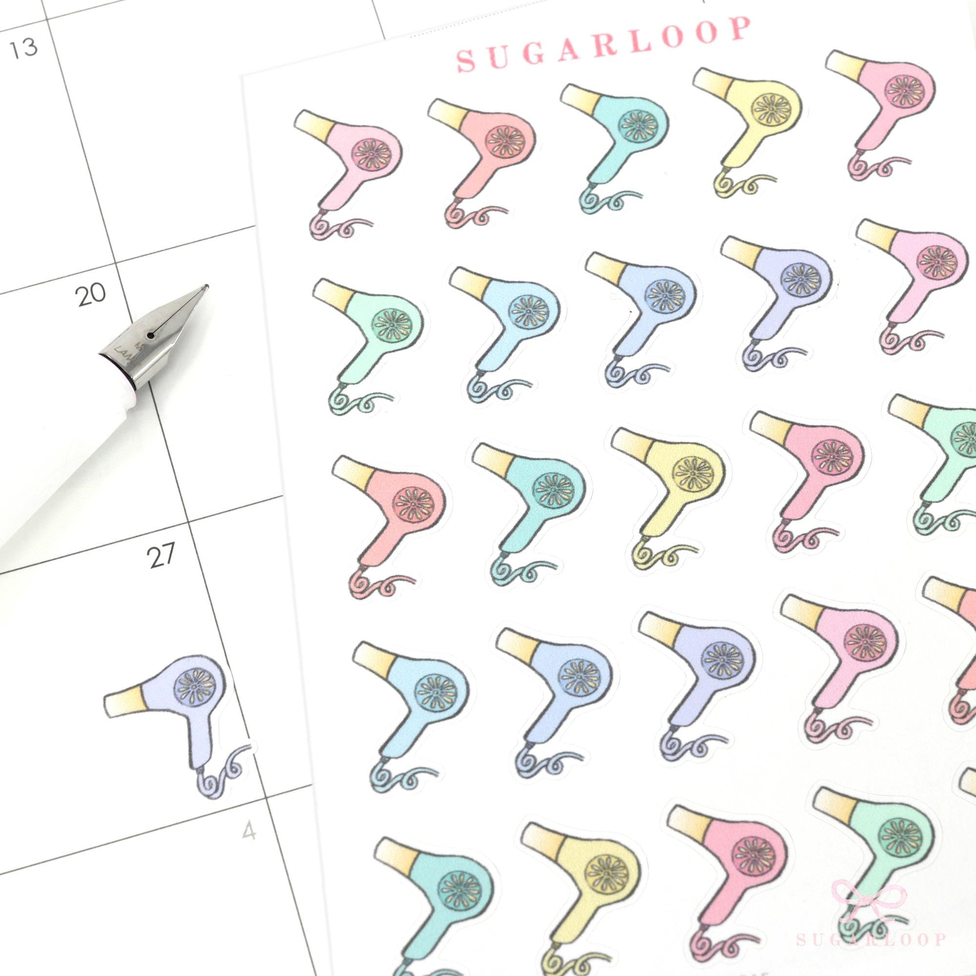 Hair Dryer Salon Planner Bujor & Journal Stickers