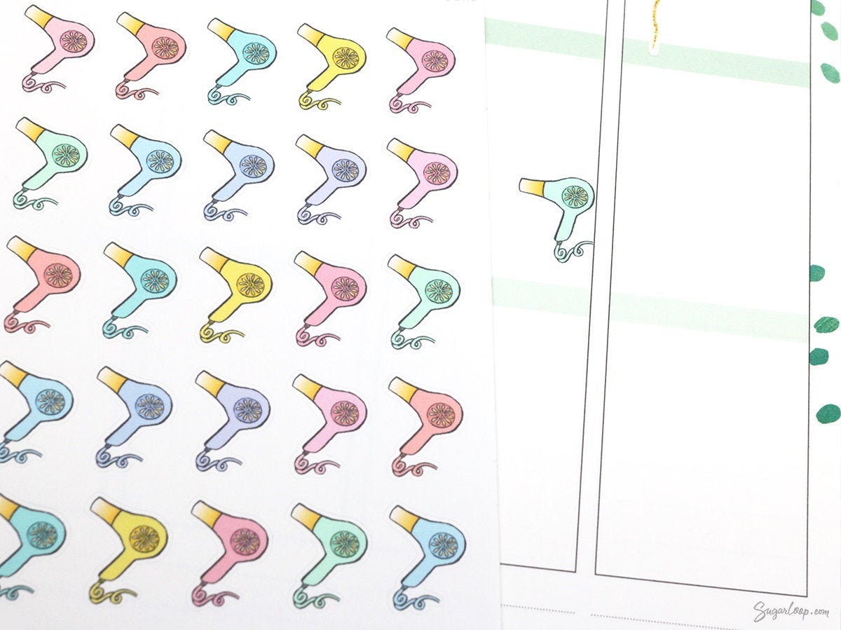 Hair Dryer Salon Planner Bujor & Journal Stickers