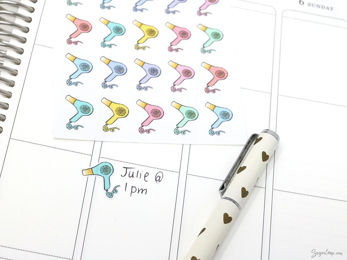 Hair Dryer Salon Planner Bujor & Journal Stickers