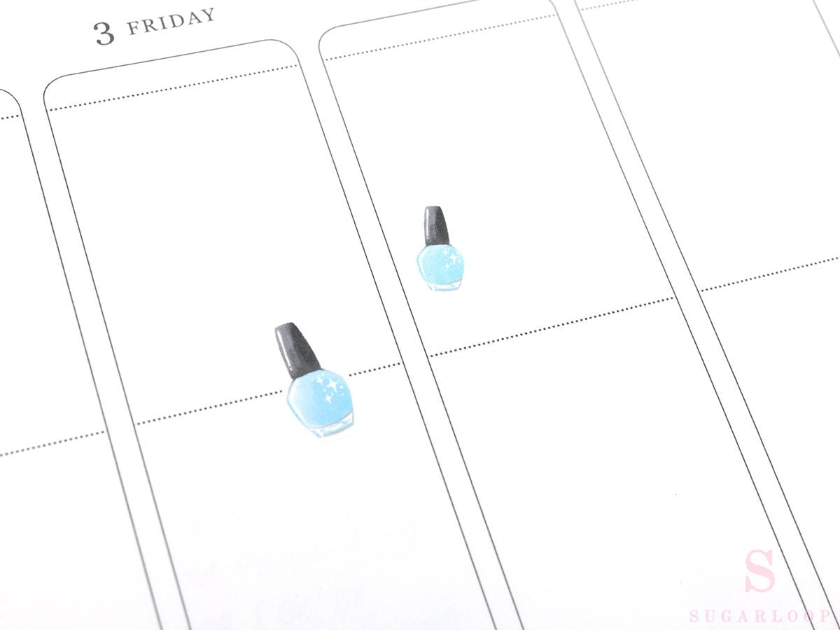 Nail Polish Mani Pedi Bujo Journal Planner Stickers: Rainbow