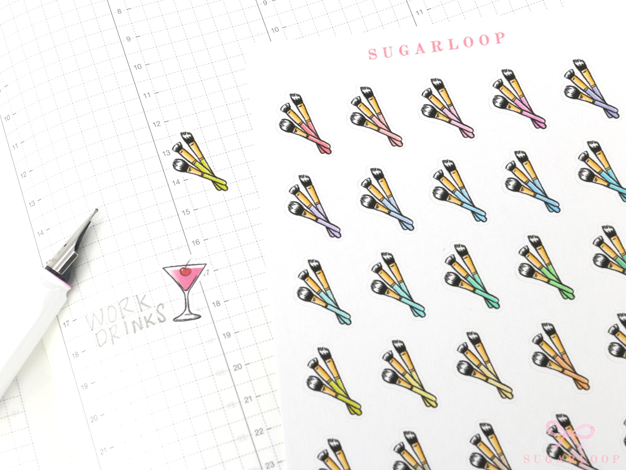 Make Up Brushes Icons Planner & Journal Stickers - 0.75 in (20 mm) tall