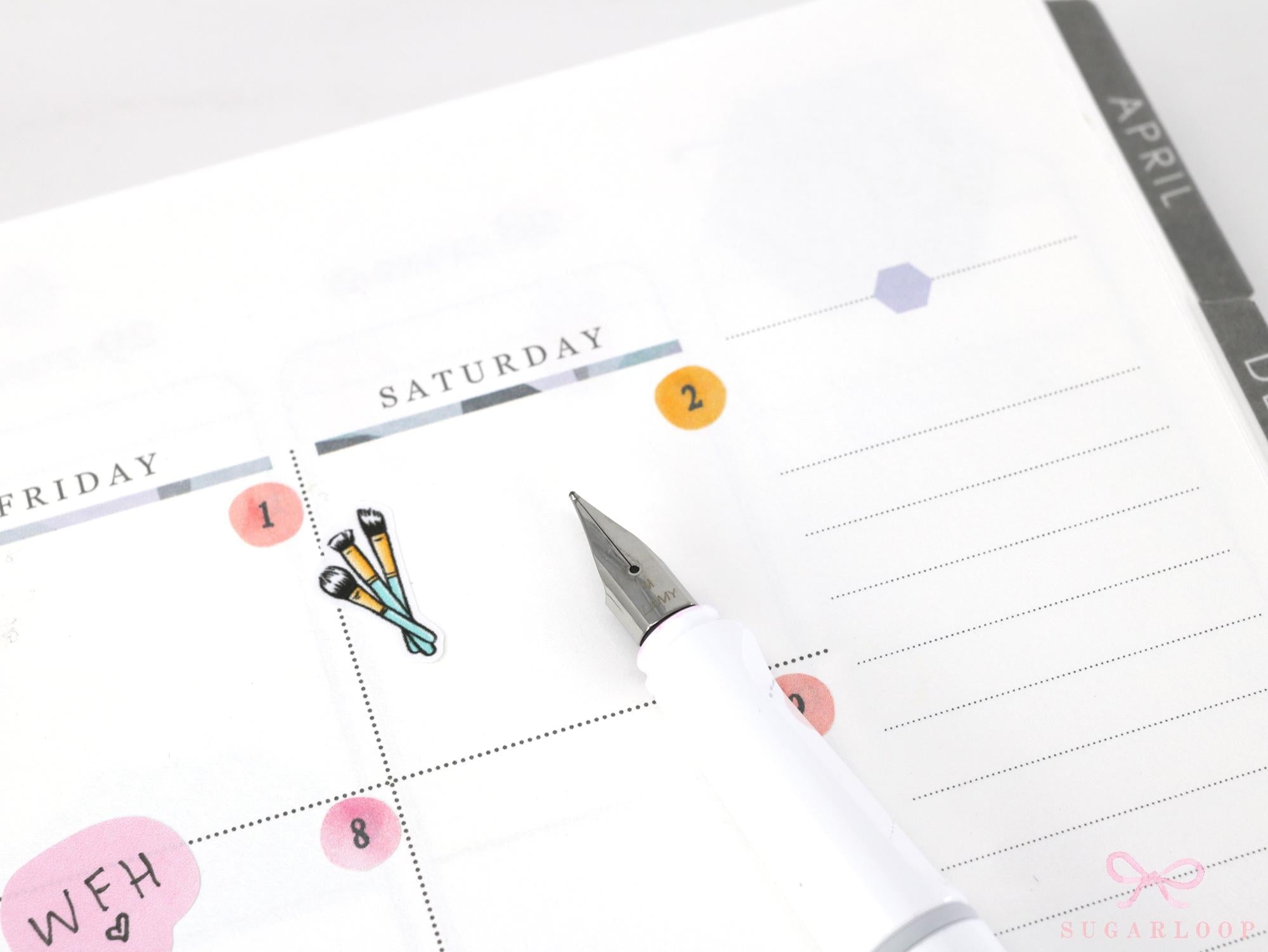 Make Up Brushes Icons Planner & Journal Stickers - 0.75 in (20 mm) tall