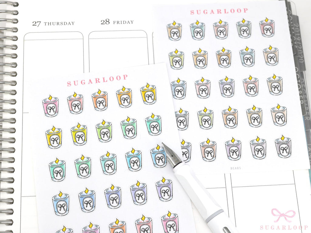 Candle Doodle Icons Planner & Journal Stickers