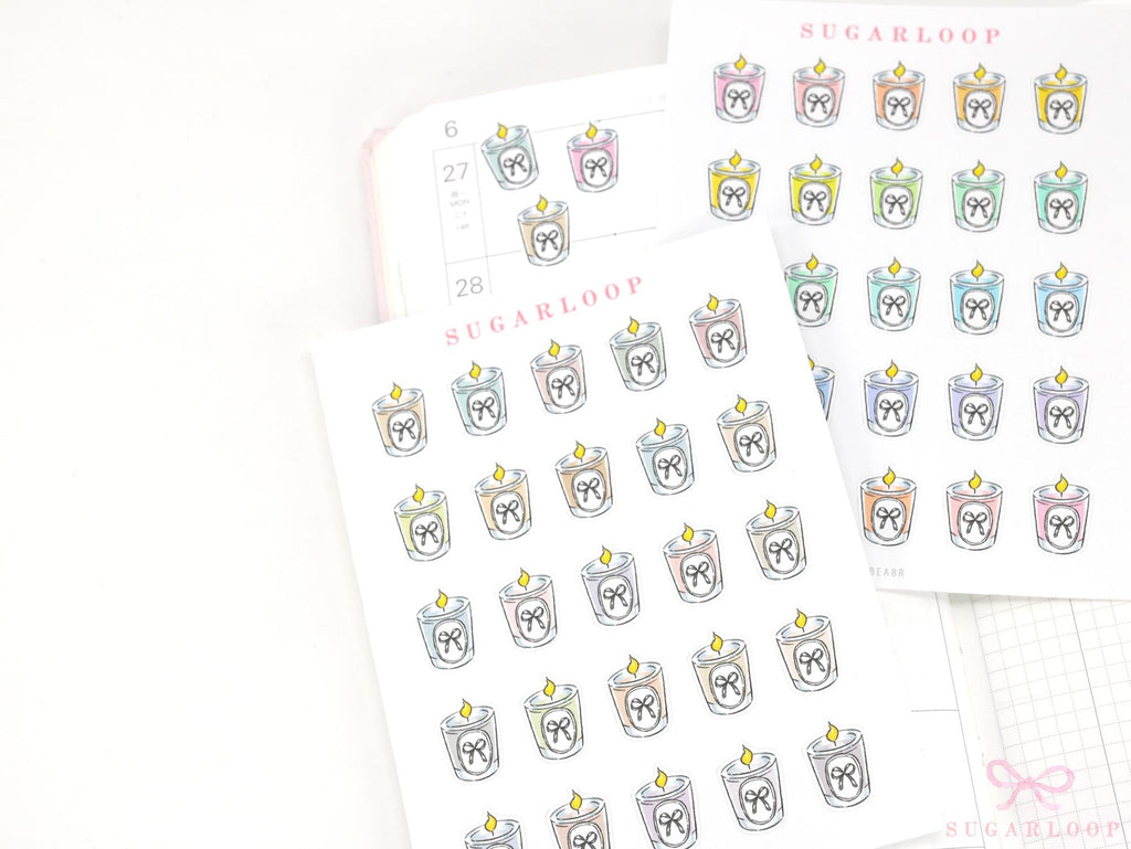 Candle Doodle Icons Planner & Journal Stickers