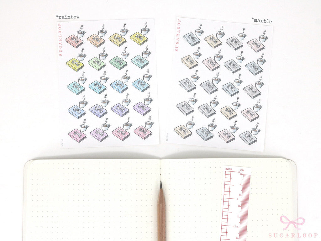 Book Coffee Tea Reading Icons for Journals & Planners