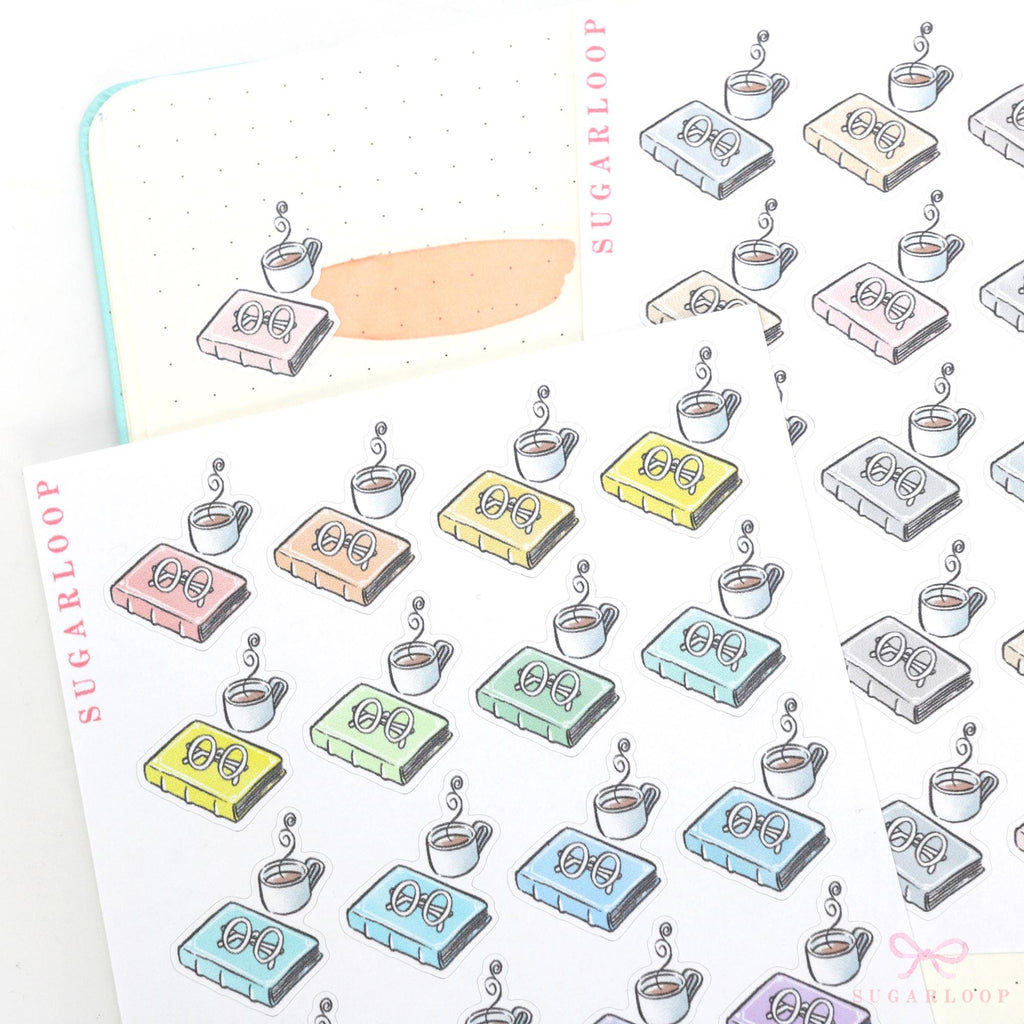 Book Coffee Tea Reading Icons for Journals & Planners