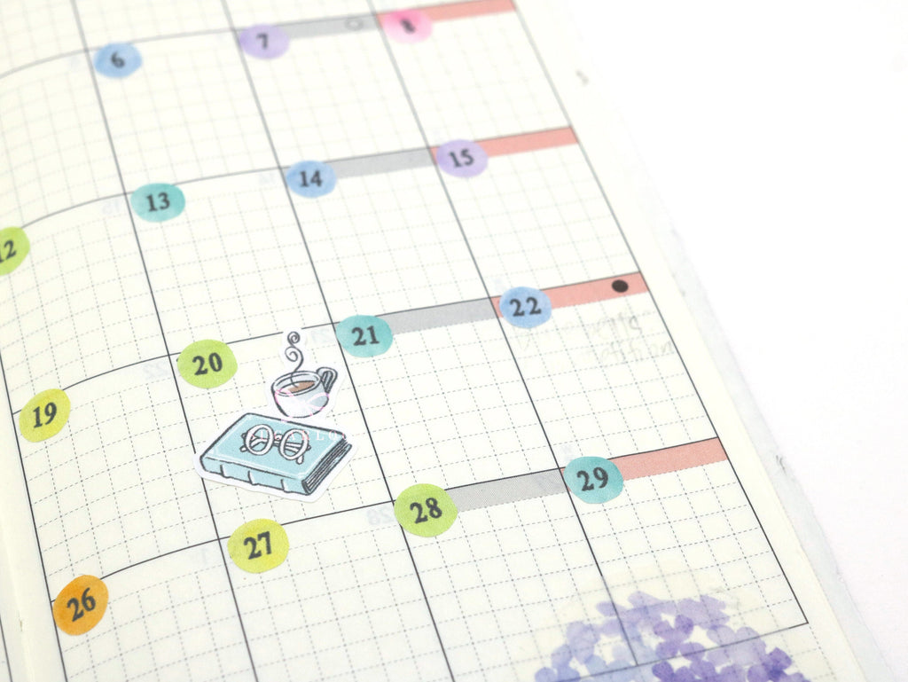 Book Coffee Tea Reading Icons for Journals & Planners