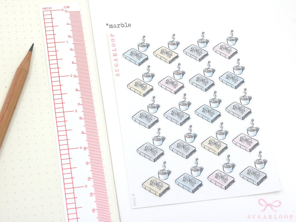 Book Coffee Tea Reading Icons for Journals & Planners