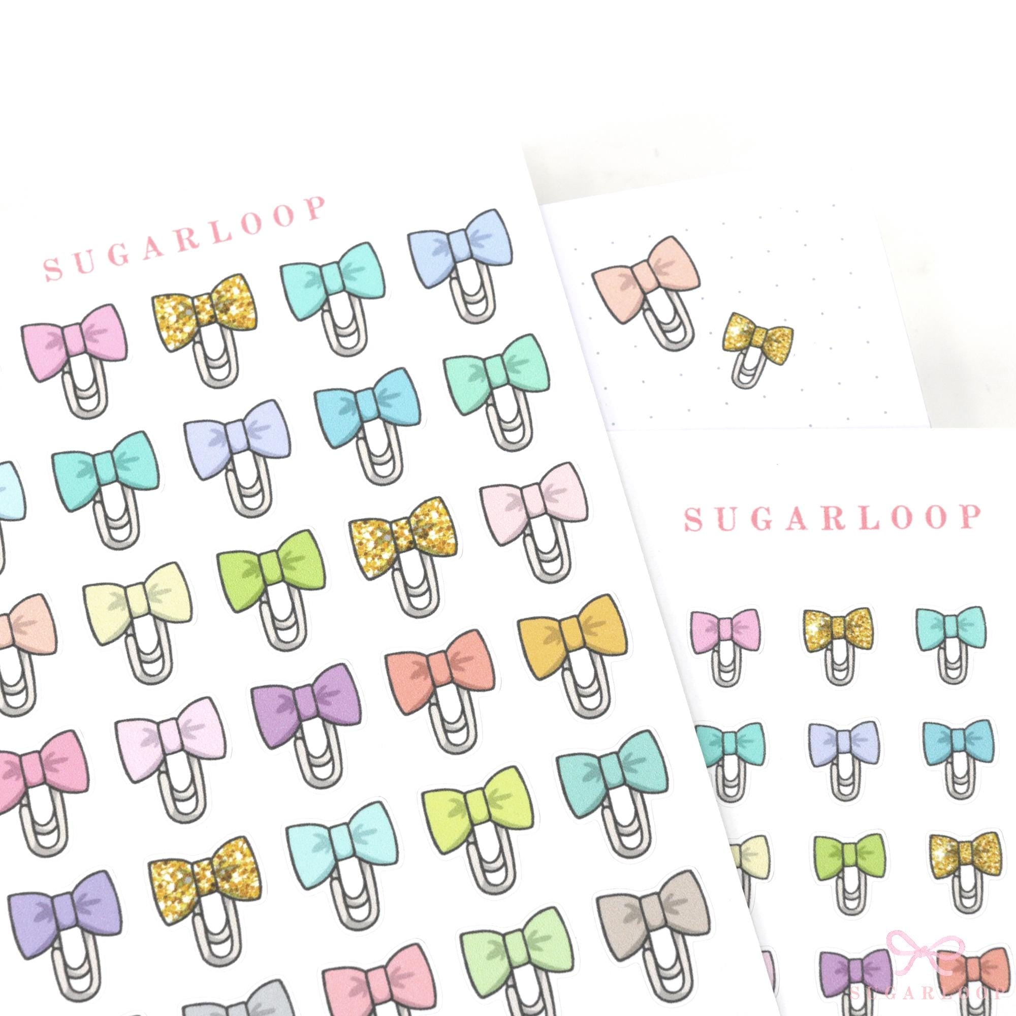 Cute Kawaii Bow Paperclip Appointment Reminders Bujo Journal Planner Stickers
