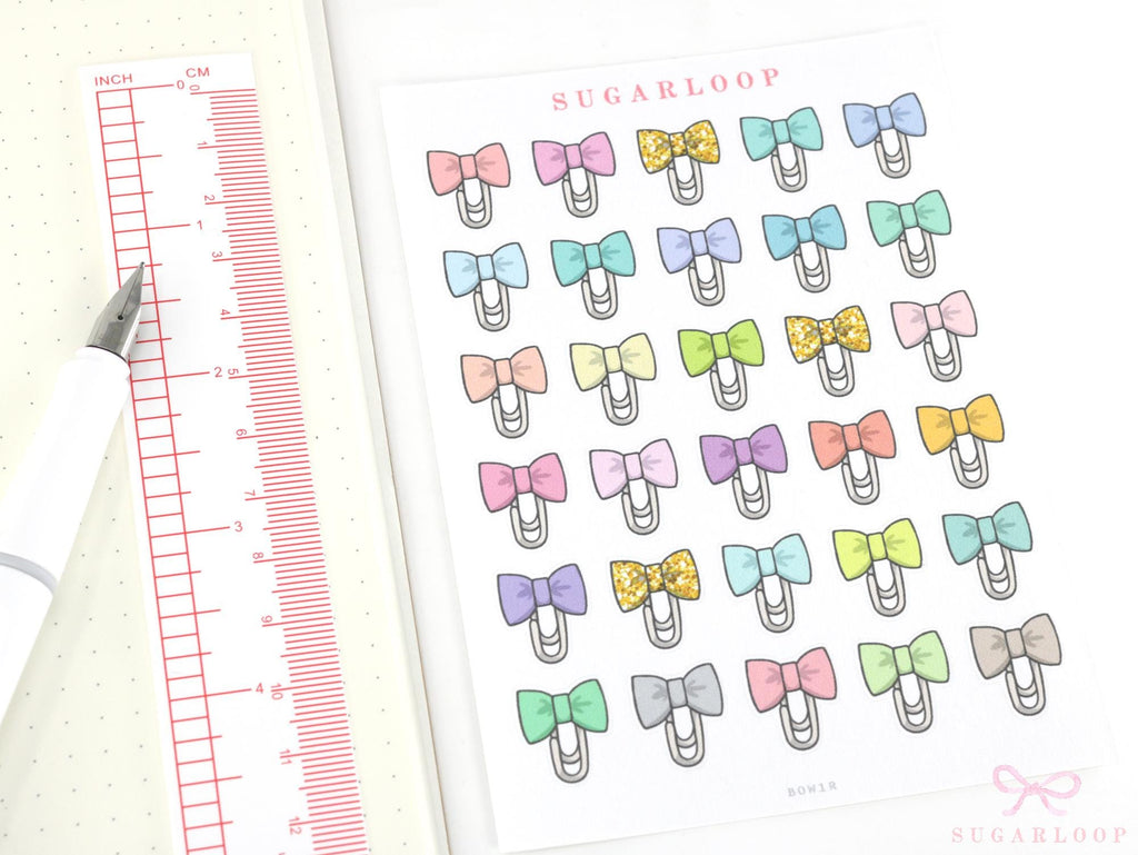 Cute Kawaii Bow Paperclip Appointment Reminders Bujo Journal Planner Stickers