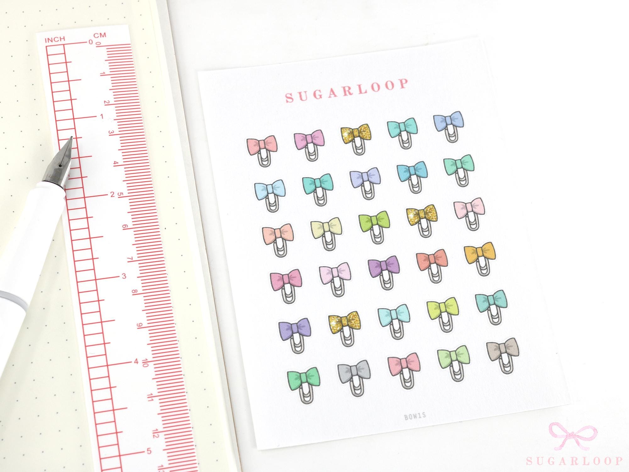 Cute Kawaii Bow Paperclip Appointment Reminders Bujo Journal Planner Stickers