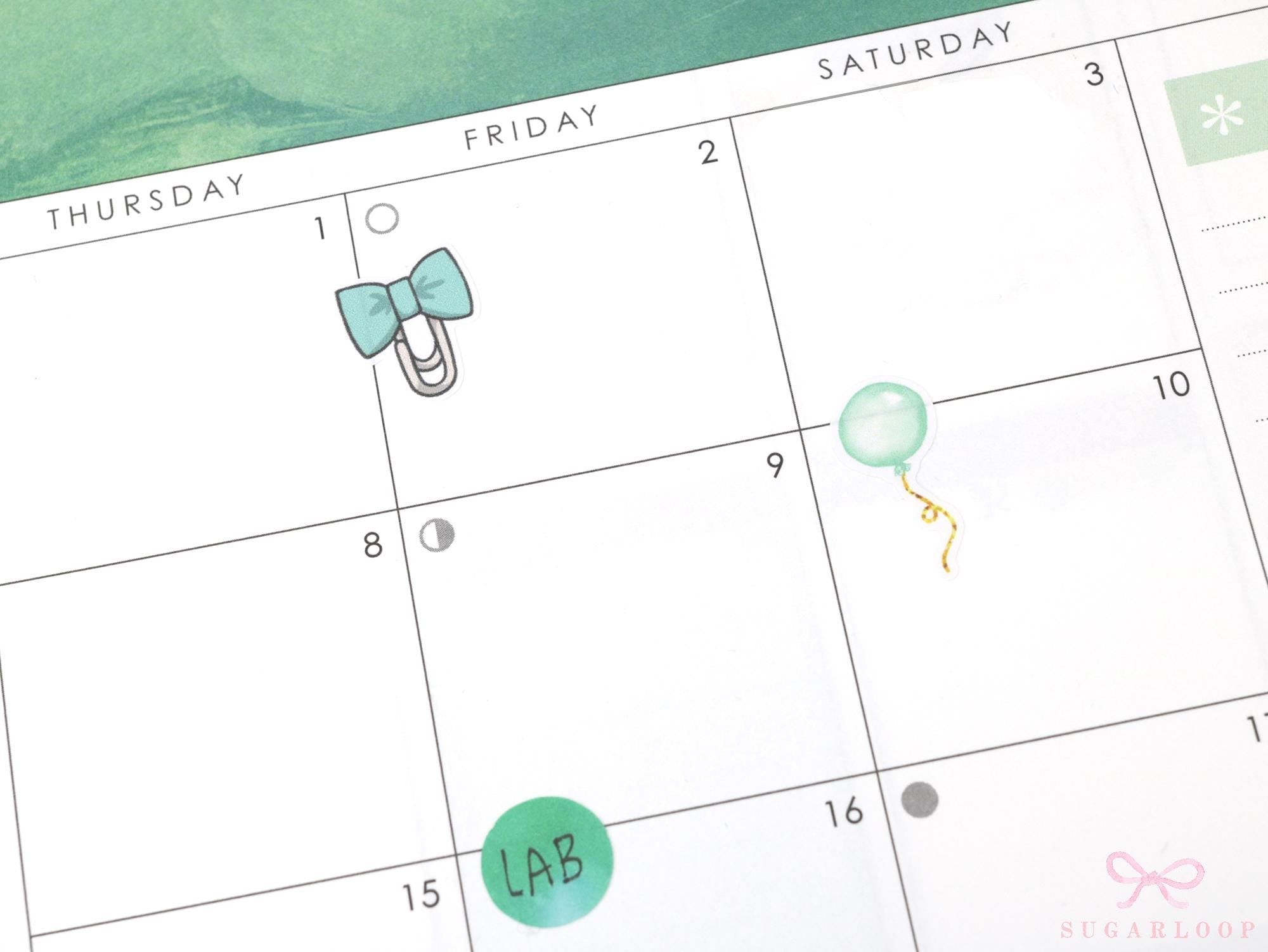 Cute Kawaii Bow Paperclip Appointment Reminders Bujo Journal Planner Stickers