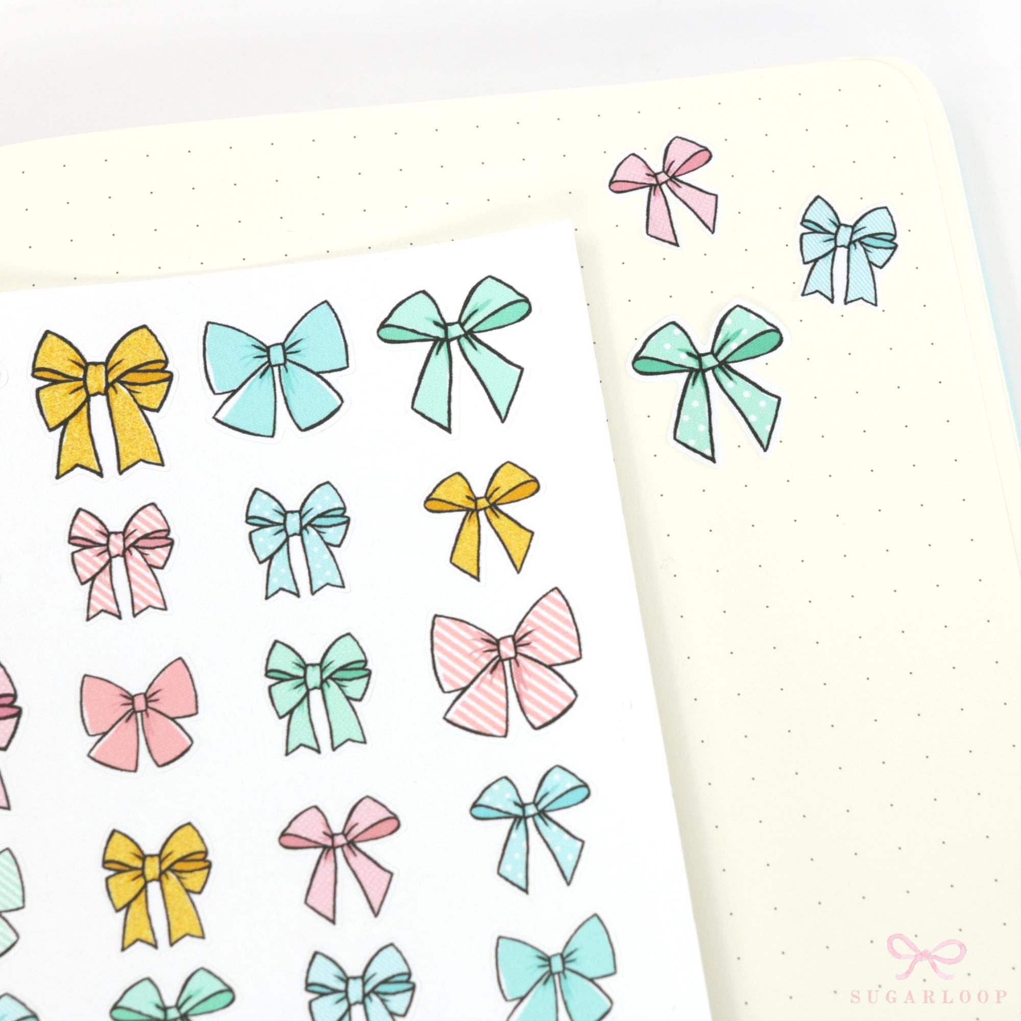 Cute Bows Ribbon Reminder Bujo Planner Stickers