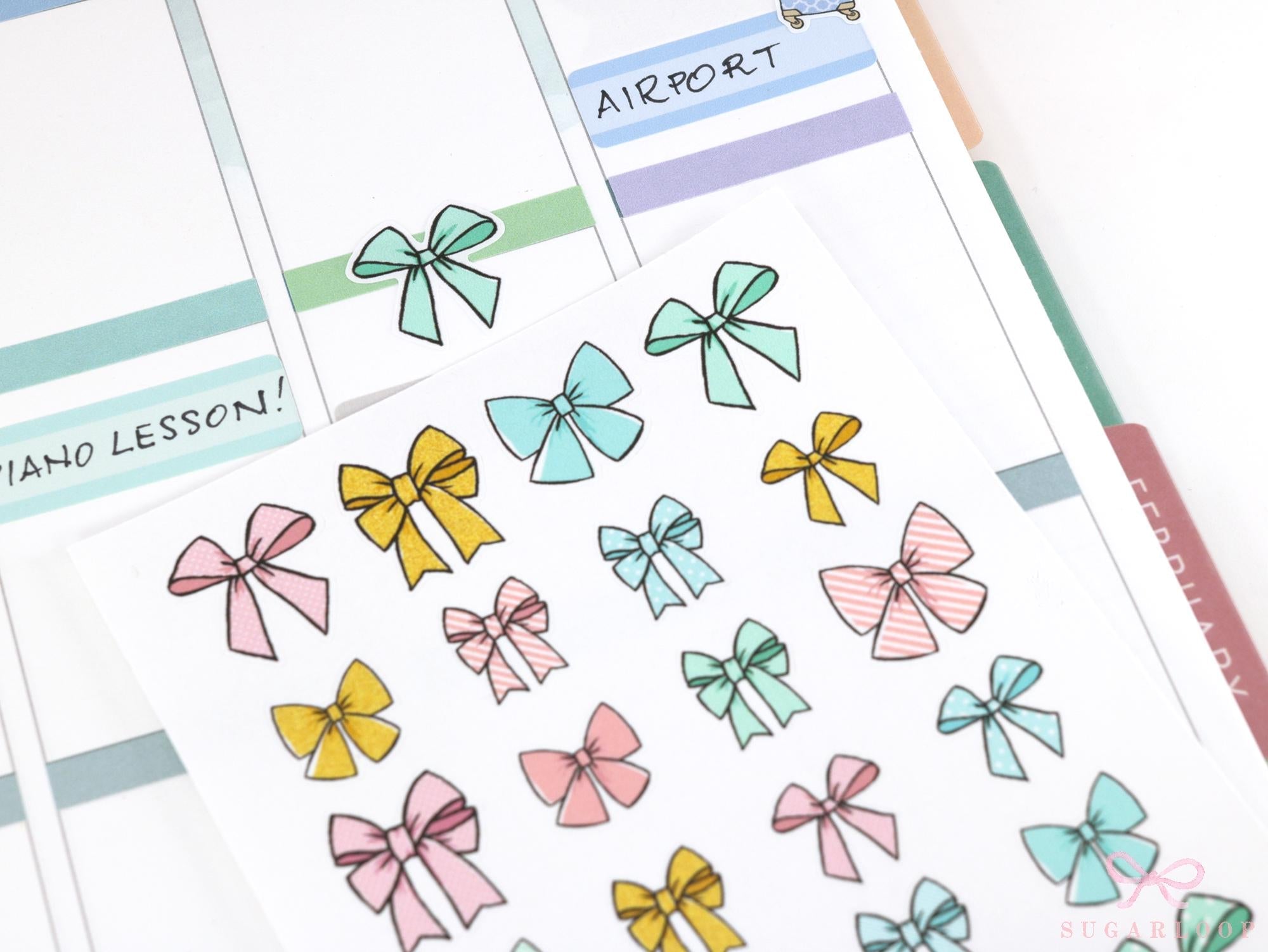 Cute Bows Ribbon Reminder Bujo Planner Stickers