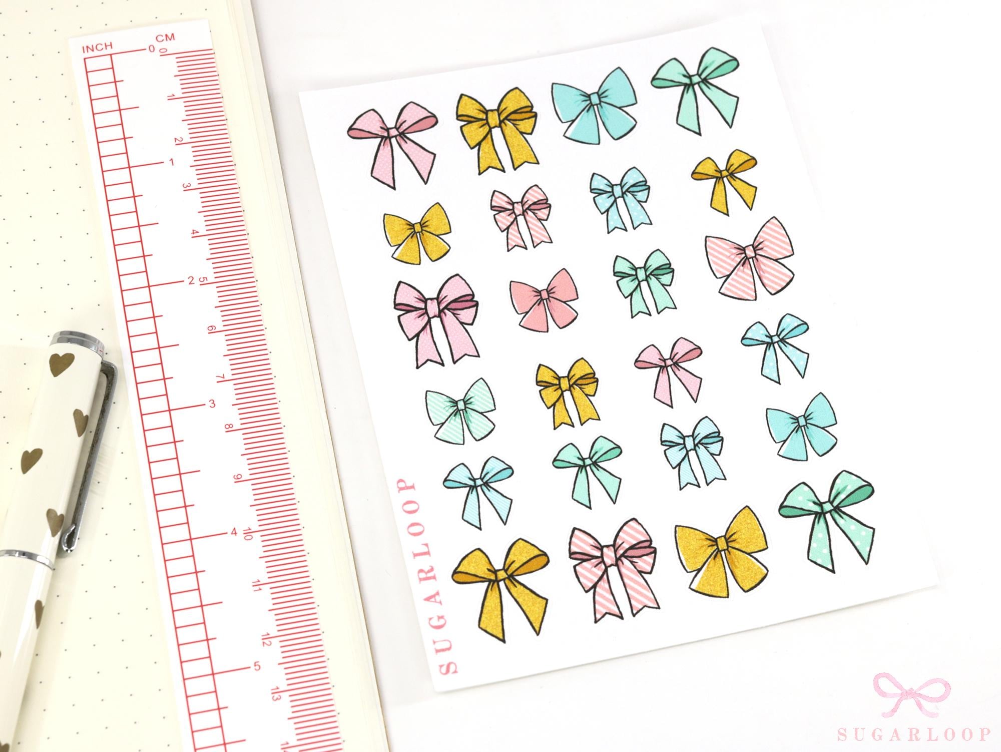 Cute Bows Ribbon Reminder Bujo Planner Stickers