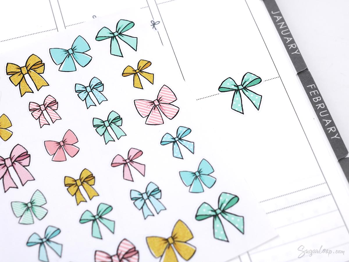 Cute Bows Ribbon Reminder Bujo Planner Stickers