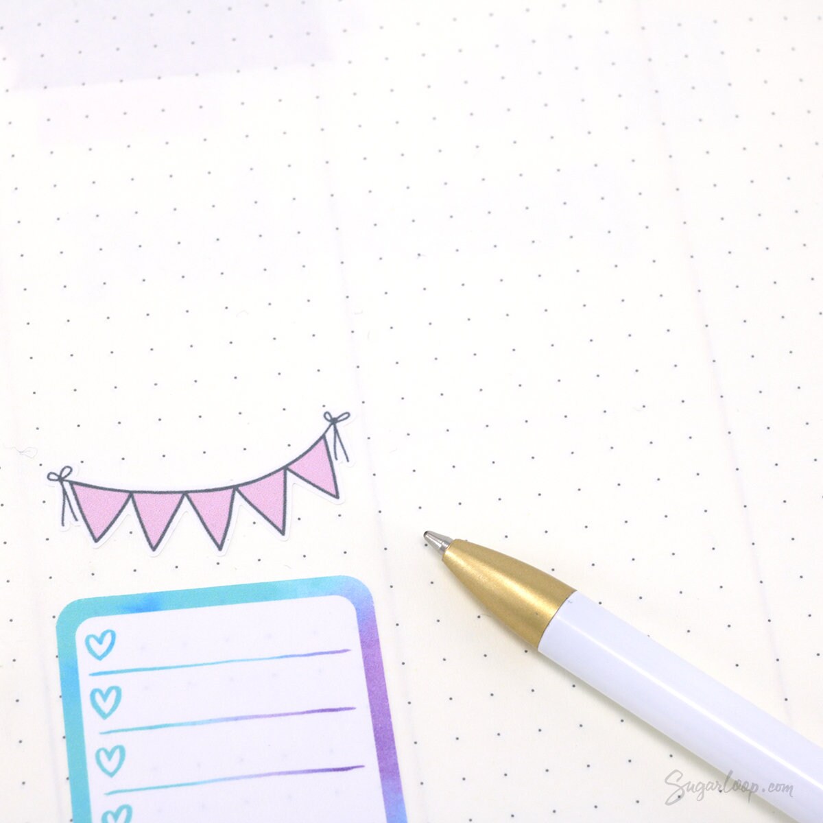 Daily Bunting Bujo Planner Stickers: Pastel Rainbow