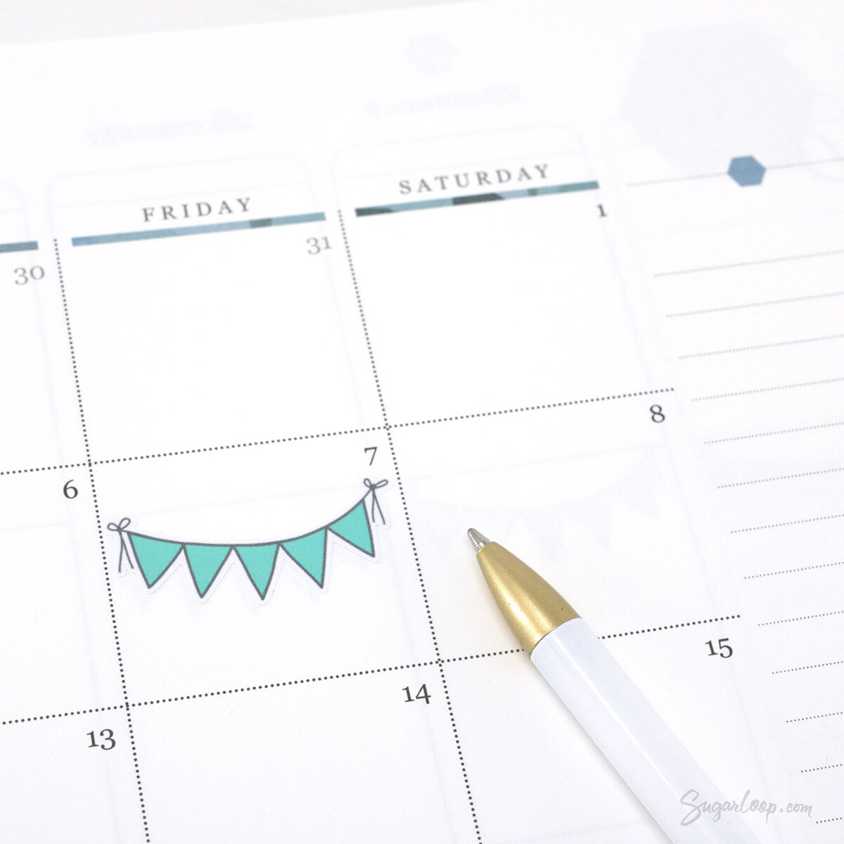 Daily Bunting Bujo Planner Stickers: Pastel Rainbow