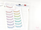 Daily Bunting Bujo Planner Stickers: Pastel Rainbow