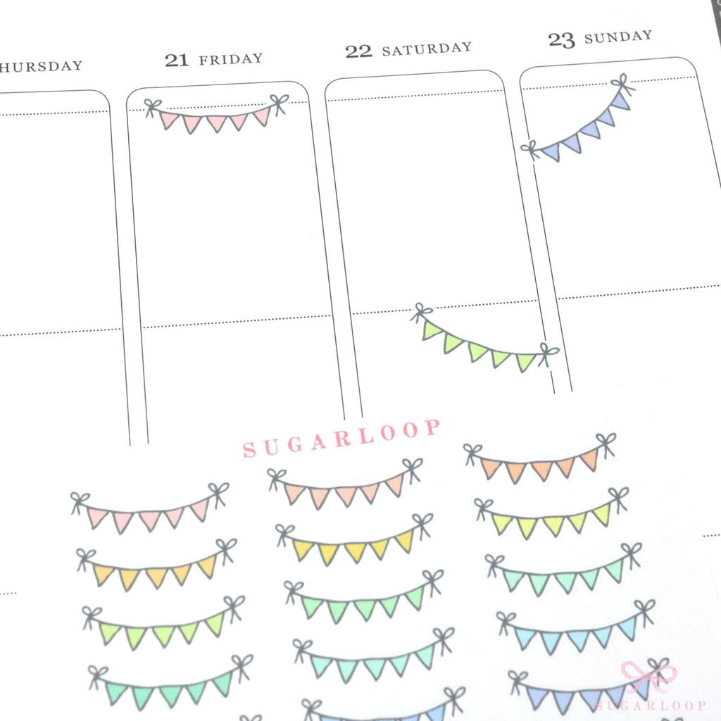 Pastel Bunting Flag Planner Stickers