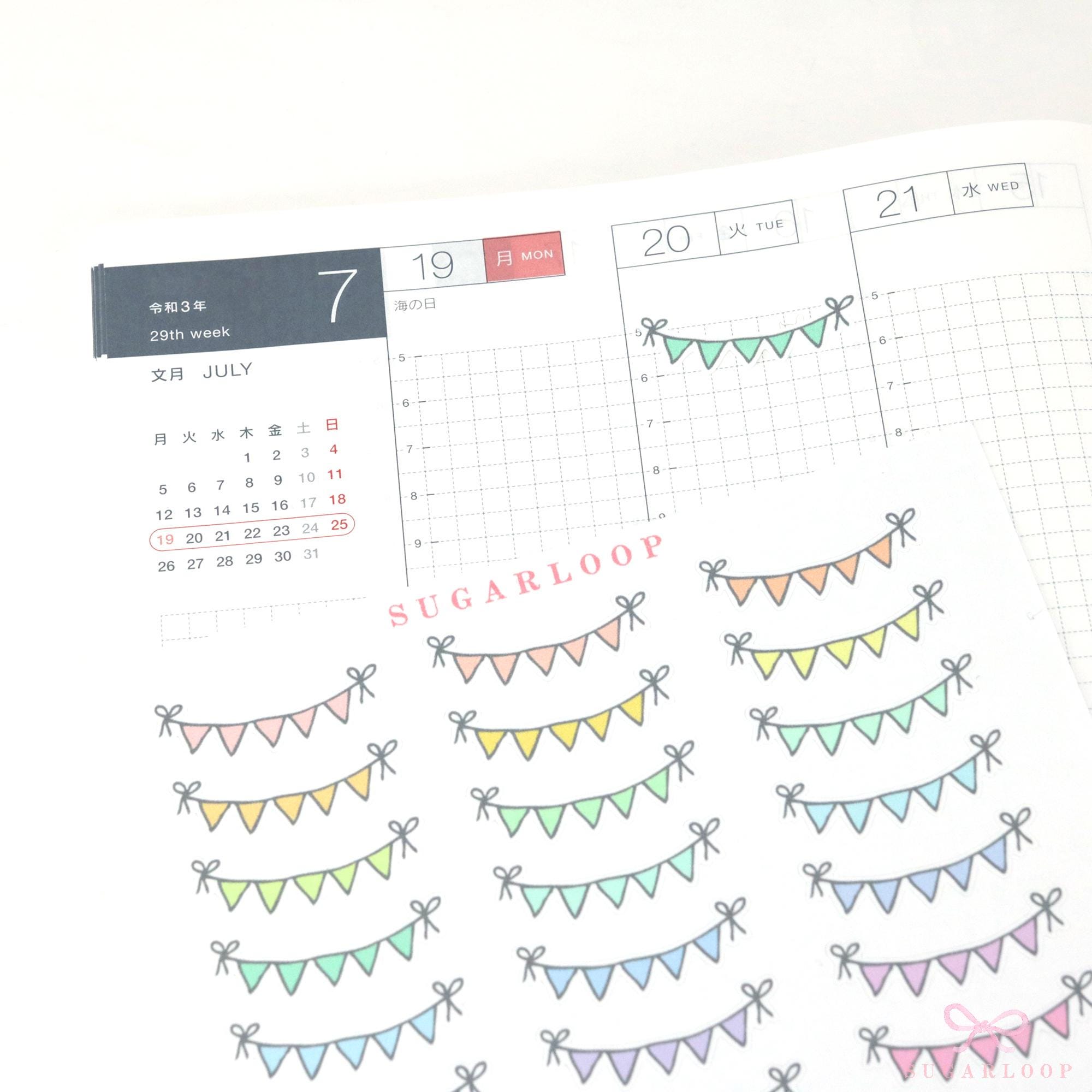 Pastel Bunting Flag Planner Stickers
