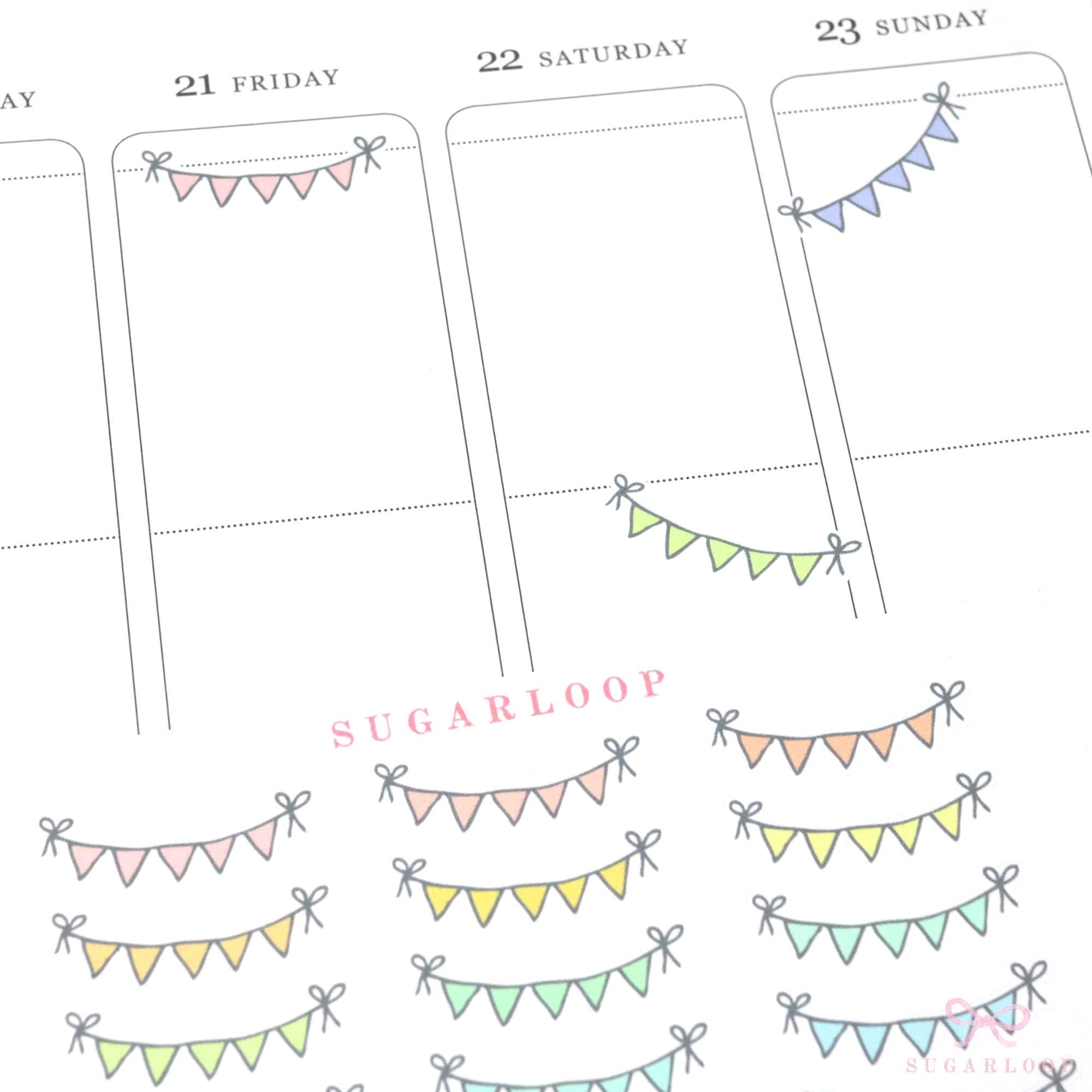 Pastel Bunting Flag Planner Stickers