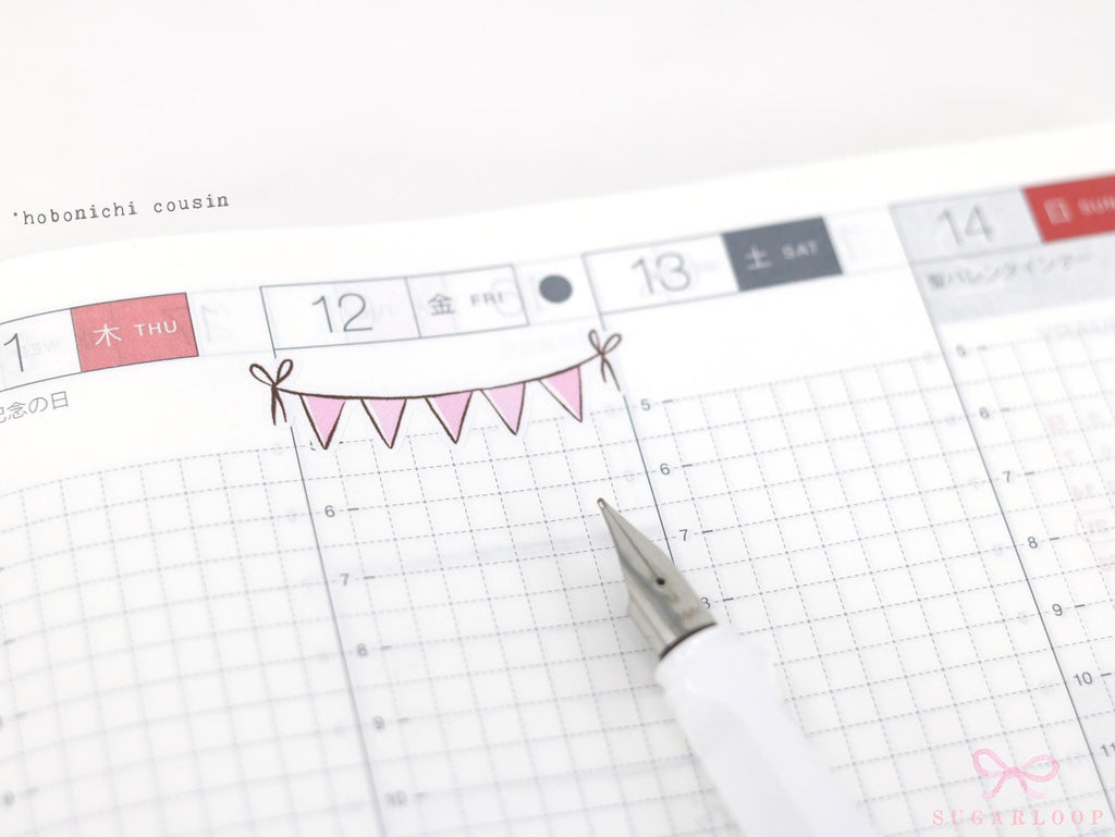 Pastel Bunting Flag Planner Stickers for Birthday & Celebration Planning