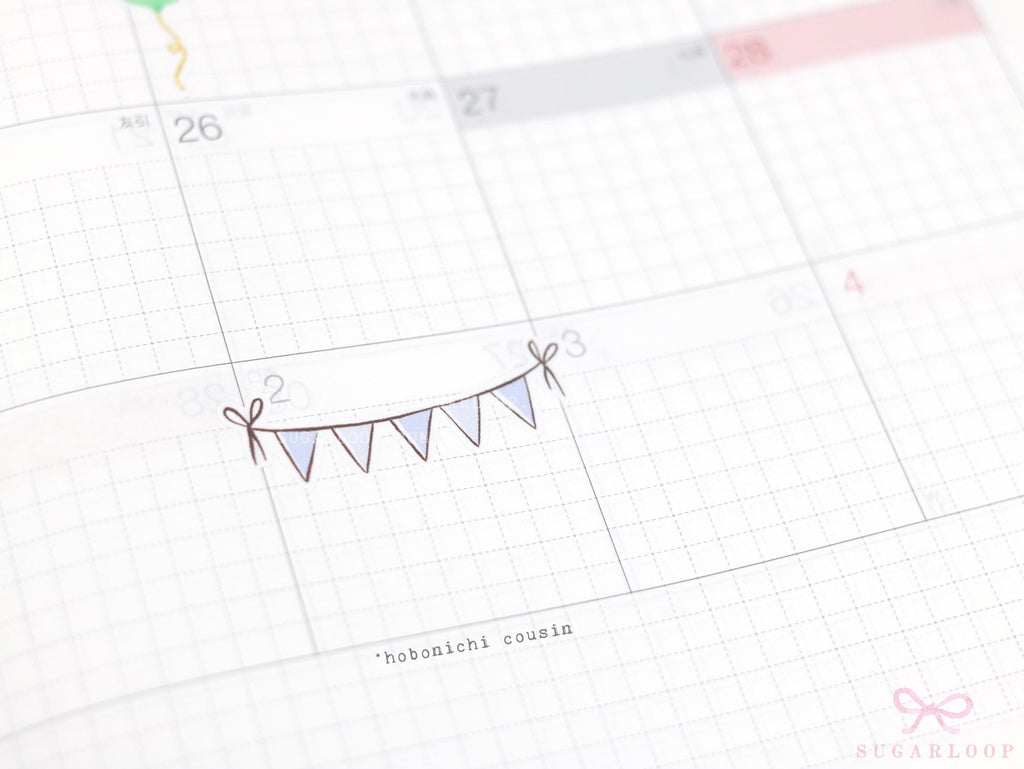 Pastel Bunting Flag Planner Stickers for Birthday & Celebration Planning
