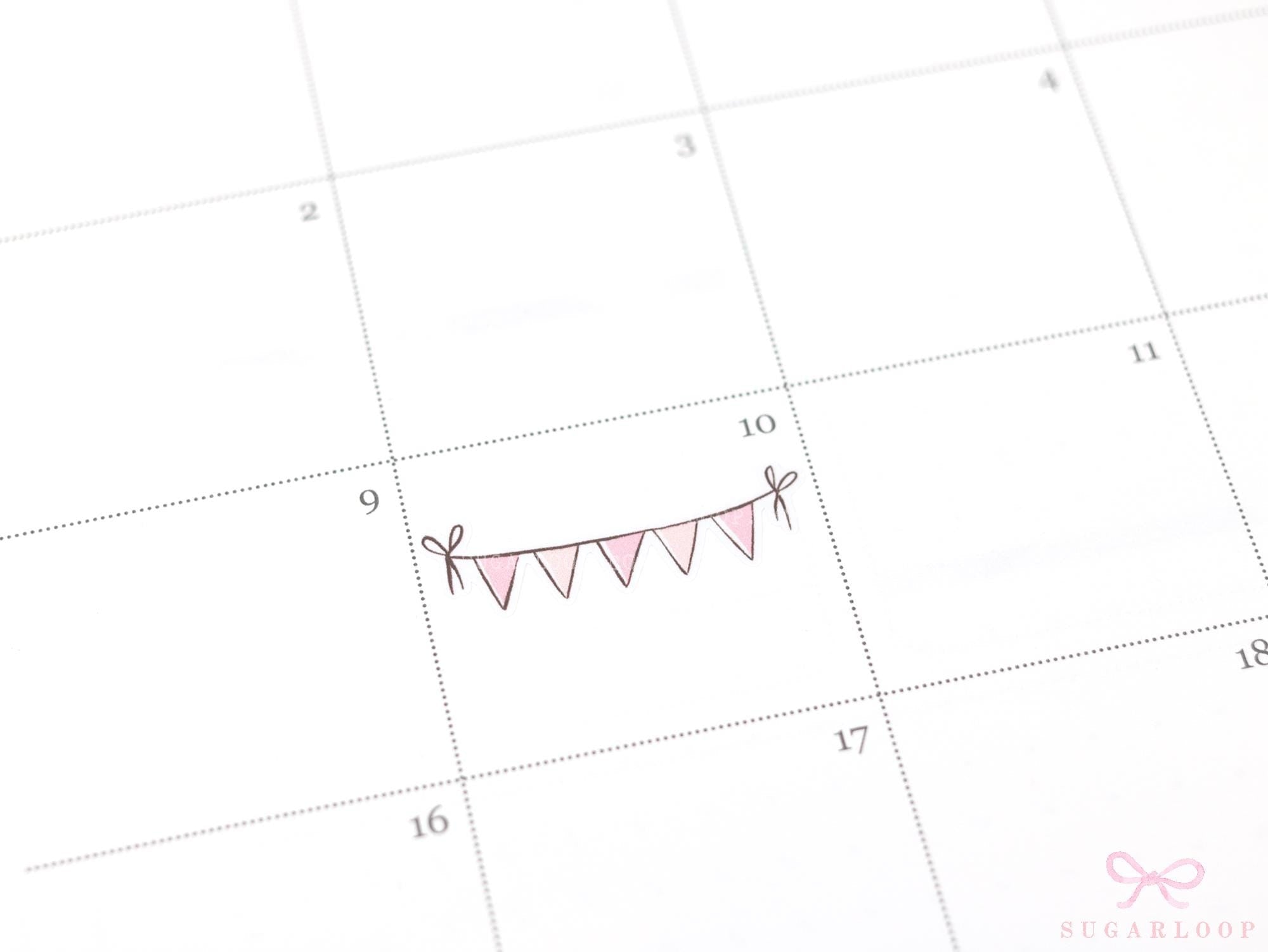 Pastel Bunting Flag Planner Stickers for Birthday & Celebration Planning