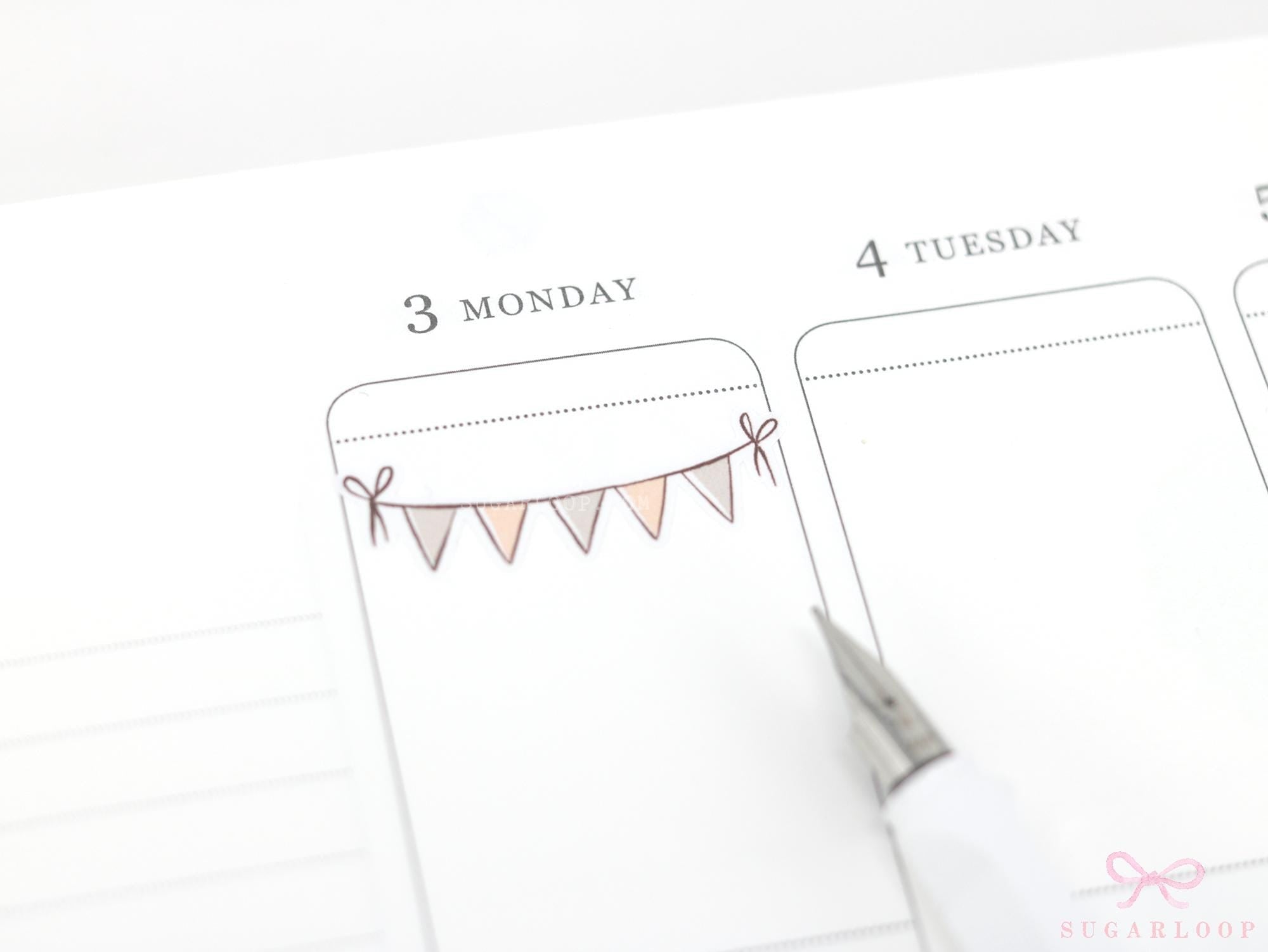 Pastel Bunting Flag Planner Stickers for Birthday & Celebration Planning