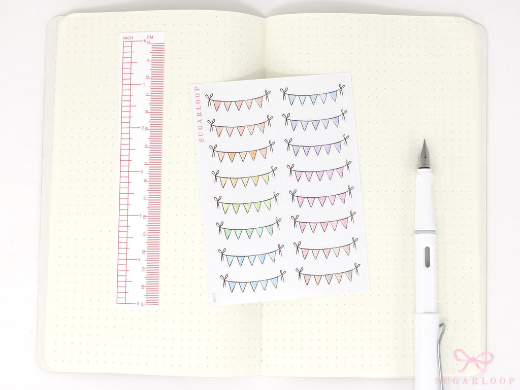 Pastel Bunting Flag Planner Stickers for Birthday & Celebration Planning