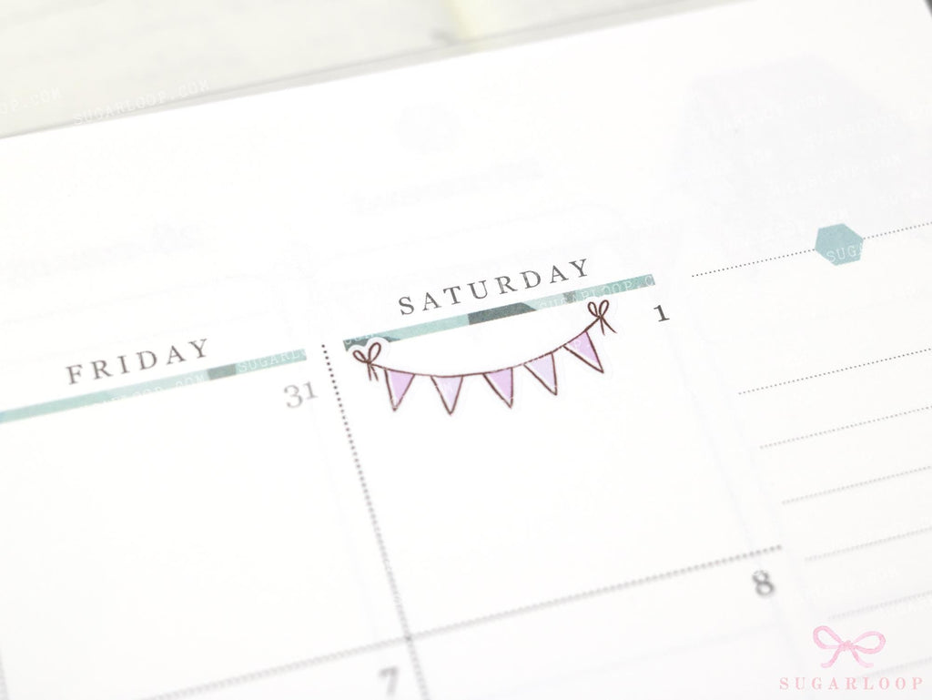 Pastel Bunting Flag Planner Stickers for Birthday & Celebration Planning