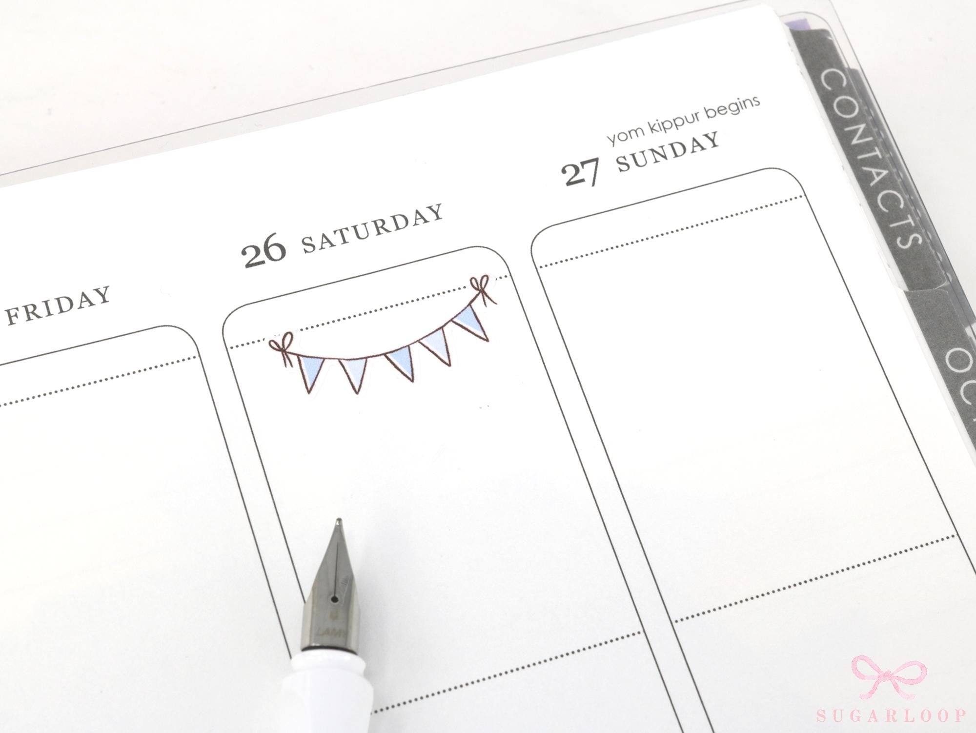 Pastel Bunting Flag Planner Stickers for Birthday & Celebration Planning