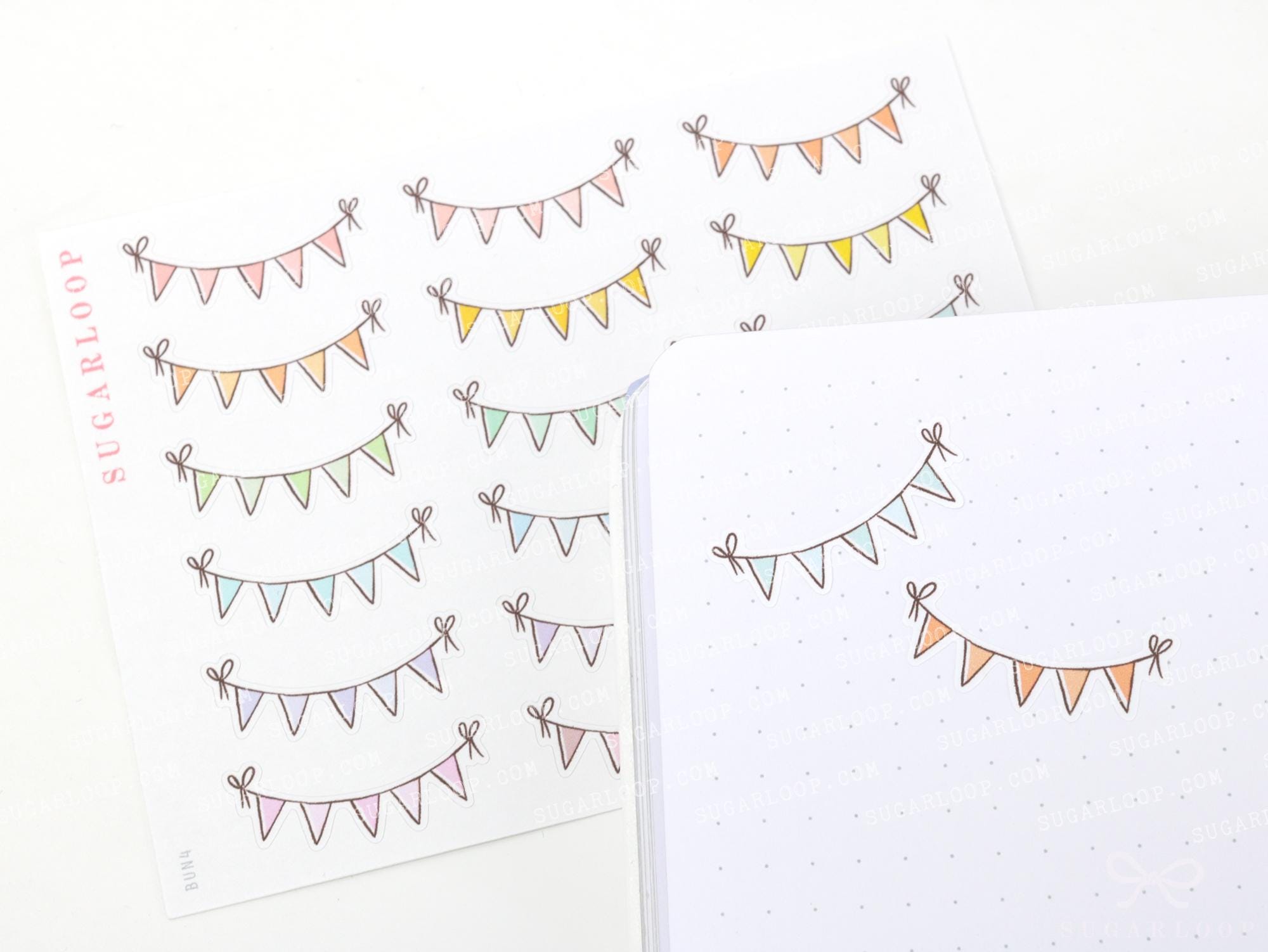 Pastel Bunting Flag Planner Stickers for Birthday & Celebration Planning