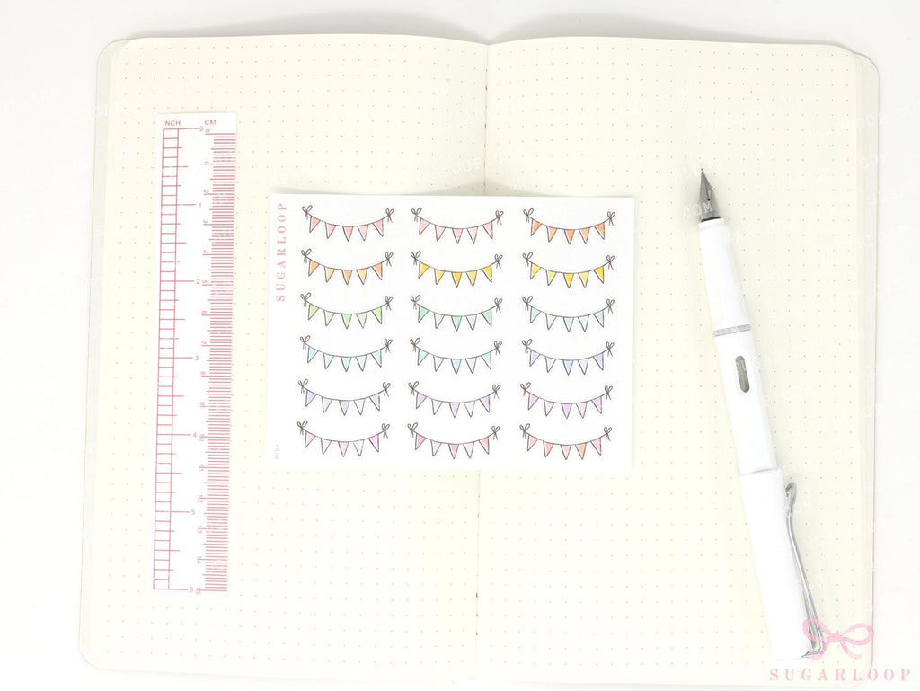 Pastel Bunting Flag Planner Stickers for Birthday & Celebration Planning