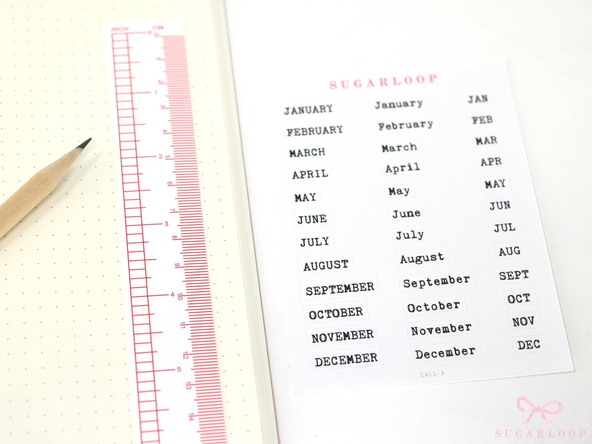 Dates  Months  Days Planner & Journal Stickers