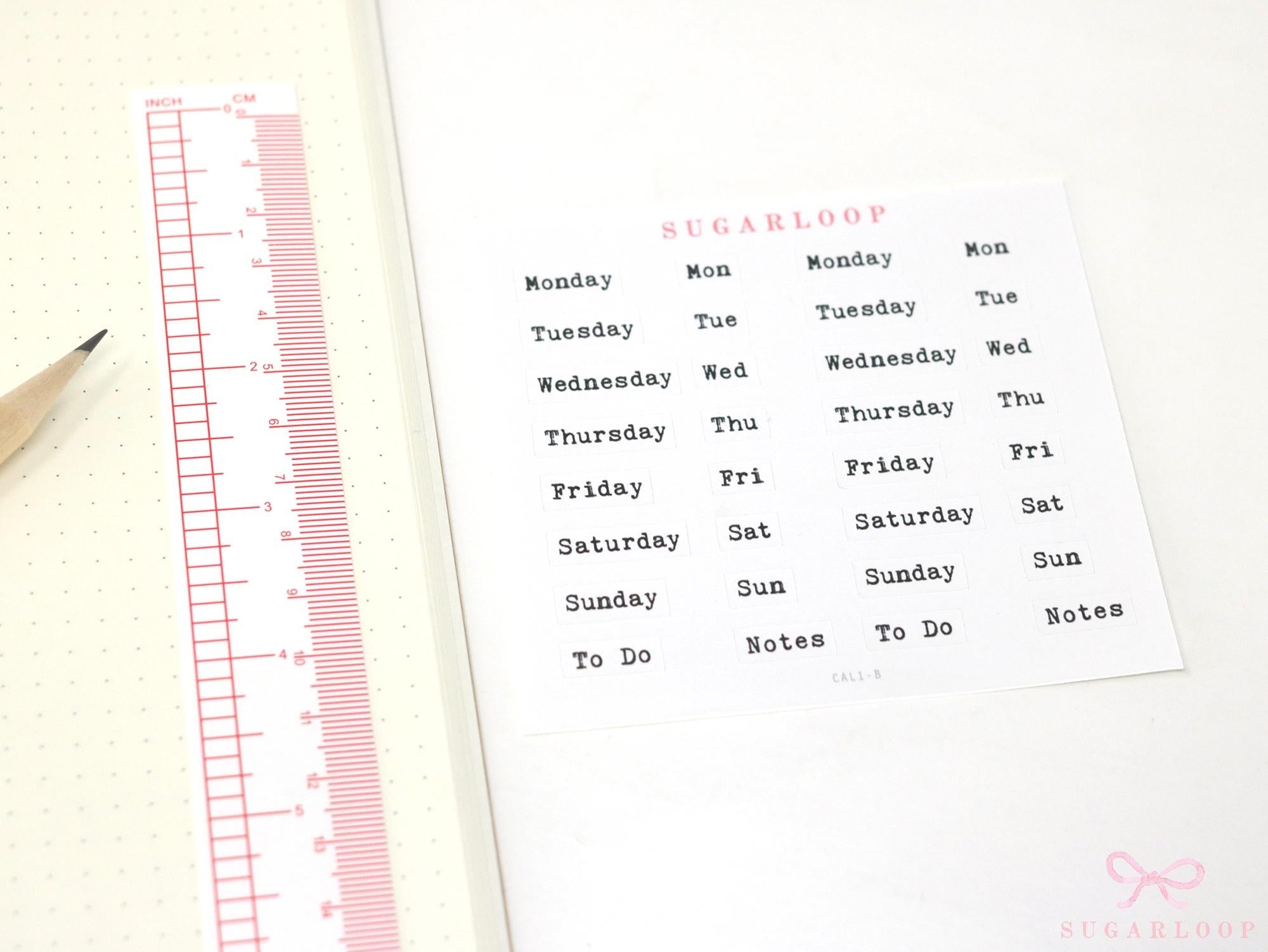 Dates  Months  Days Planner & Journal Stickers