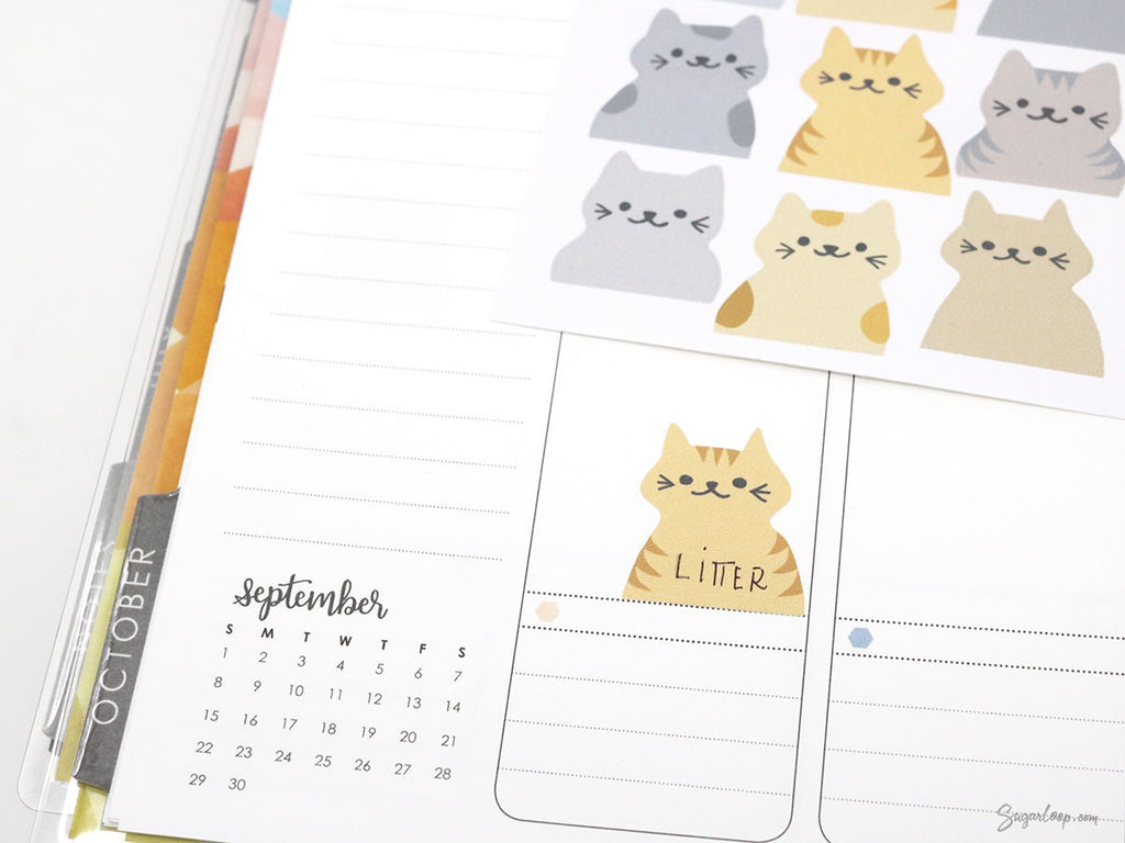 Cute Kawaii Cat Functional Sticker Labels for Bujo Planner Stickers