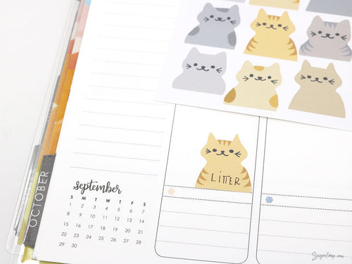 Cute Kawaii Cat Functional Sticker Labels for Bujo Planner Stickers
