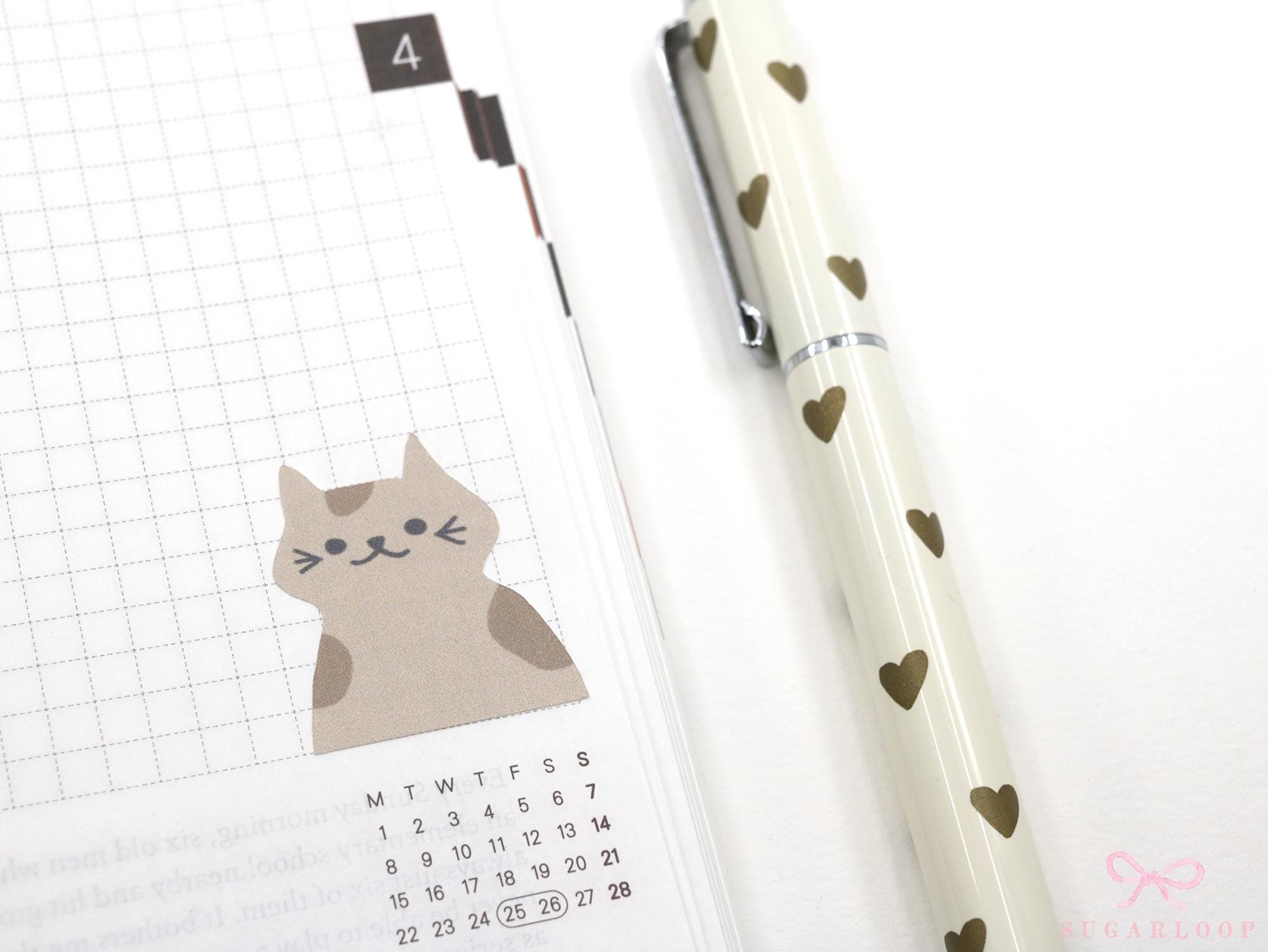 Cute Kawaii Cat Functional Sticker Labels for Bujo Planner Stickers