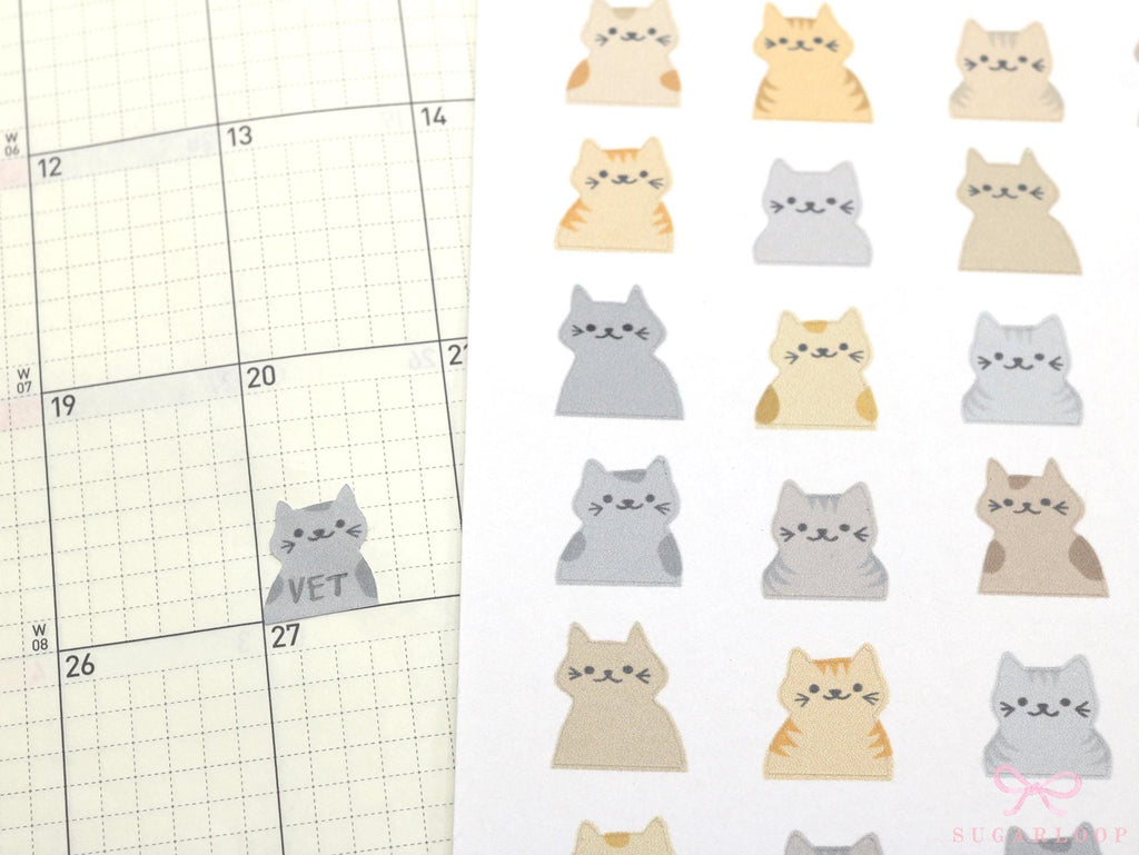 Cute Kawaii Cat Functional Sticker Labels for Bujo Planner Stickers