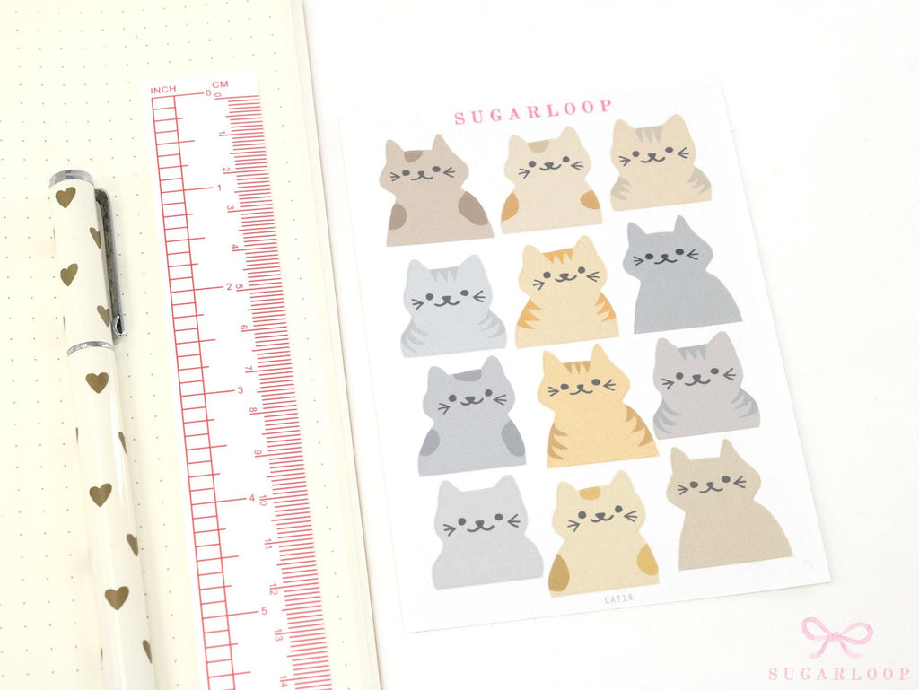 Cute Kawaii Cat Functional Sticker Labels for Bujo Planner Stickers